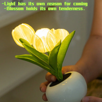 Tulip LED Table Lamp with Flower Vase - USB Night Light Decor