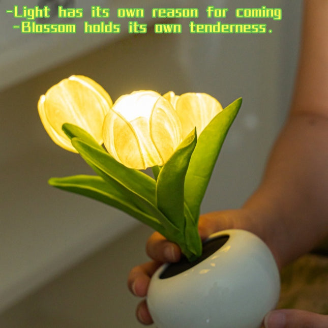 Tulip LED Table Lamp with Flower Vase - USB Night Light Decor