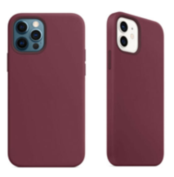 For Silicone Case 12 11 Pro X Xr Xs Max 8 7 6 Liquid Rubber Cover--plum