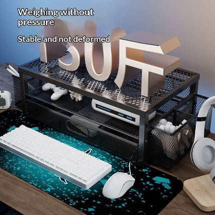 2-Tier Monitor Stand with Storage and Pen Slot - No Drilling Required
