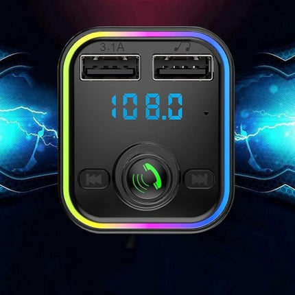 Bluetooth FM Transmitter Car with Fast Charging & RGB Lighting