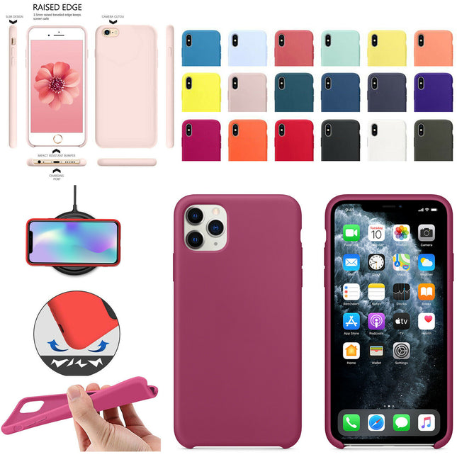 For Silicone Case 12 11 Pro X Xr Xs Max 8 7 6 Liquid Rubber Cover--purple