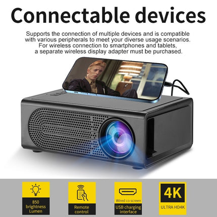 Portable Mini Projector Wired Same Screen With Mobile Phone Support