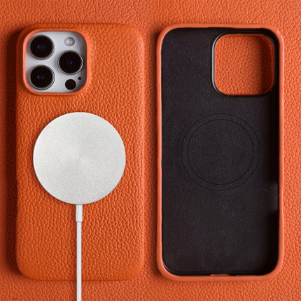 Lychee-Pattern Genuine Leather Phone Case