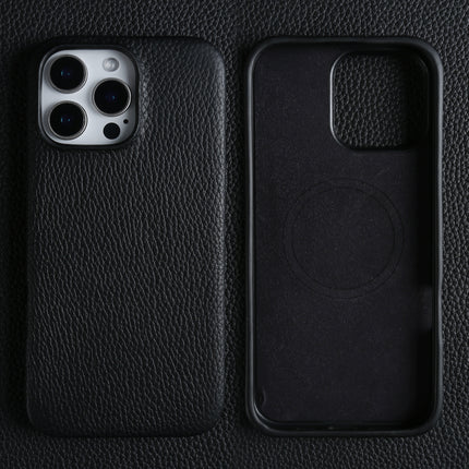 Lychee-Pattern Genuine Leather Phone Case