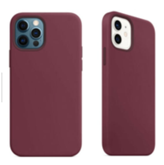 For Silicone Case 12 11 Pro X Xr Xs Max 8 7 6 Liquid Rubber Cover--plum