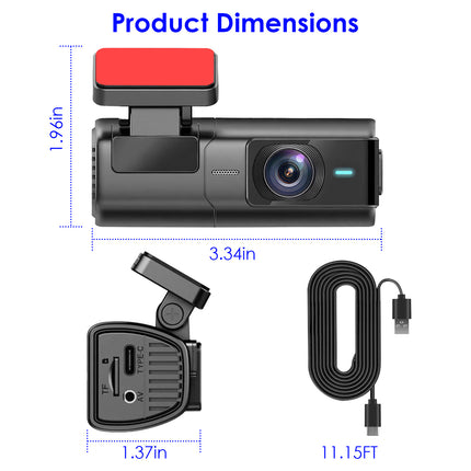 2K Dash Cam Front Camera 140° WiFi Night Vision 32GB Memory Card