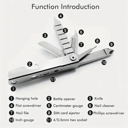 In-1 Stainless Steel Multi-Tool With Phone Stand, Folding