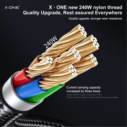 240W Dual Type-C Fast Charging Cable - Braided Nylon, Durable