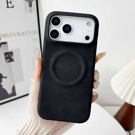 Minimalist Solid-Color Skin-Feel Sheepskin Magnetic Phone