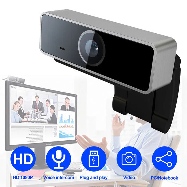 Full HD 1080P USB Webcam with Autofocus & Microphone for PC Laptop