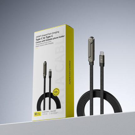 Fast Charging Foldable Bracket Data Cable 2-In-1 Data Wire