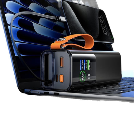 High-power Portable Charger With Retractable Cable Fast Charging Tft Color Displ