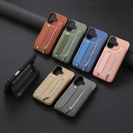 Leather Phone Case With Stand And Zipper Wallet Protective