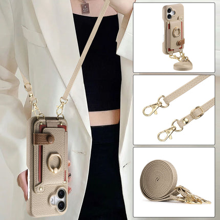 Long Crossbody Lanyard Leather Phone Case With Card Slots