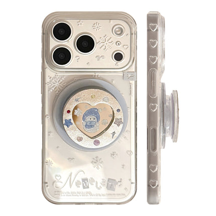 Glitter Snowman Magnetic Stand Phone Case Transparent