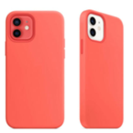 For Silicone Case 12 11 Pro X Xr Xs Max 8 7 6 Liquid Rubber Cover--pink Orange