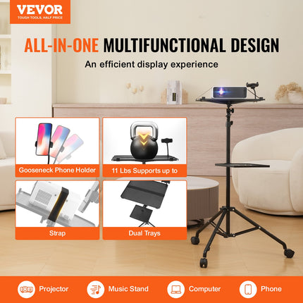 Projector Stand With Wheels, Laptop Stand Tripod Adjustable