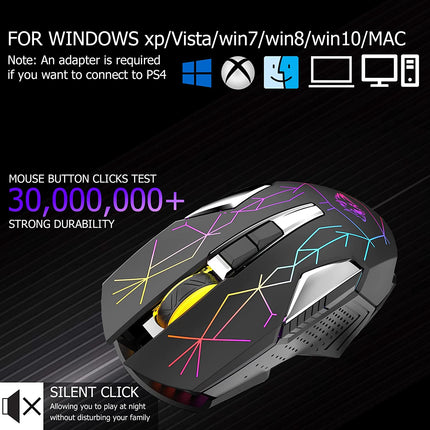 X18 Wireless Gaming Mouse 2.4G Rechargeable Silent USB Optical PC Laptop