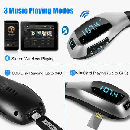 Car FM Transmitter USB Charger Hands-Free Function MP3 Player