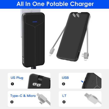 mAh Power Bank Portable Charger With Us Plug 2 Built-In