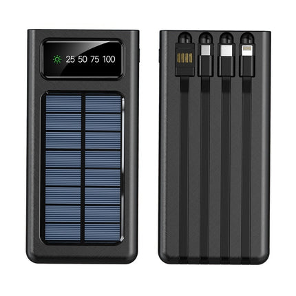 Portable Solar Power Bank With Built-in Cable Ultra-high Capacity For On-the-go