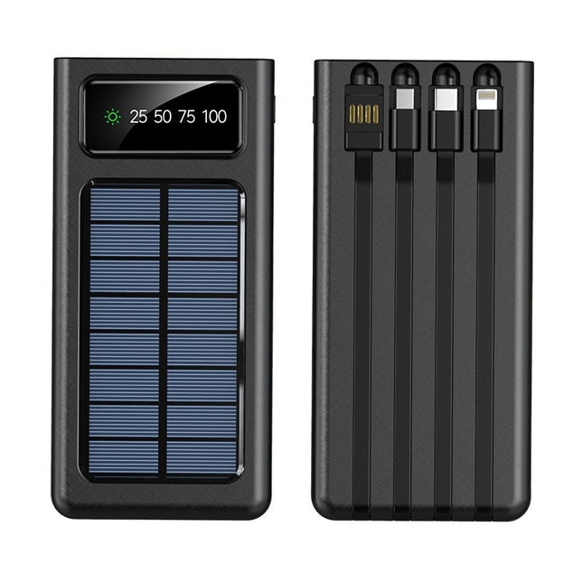 Portable Solar Power Bank With Built-in Cable Ultra-high Capacity For On-the-go