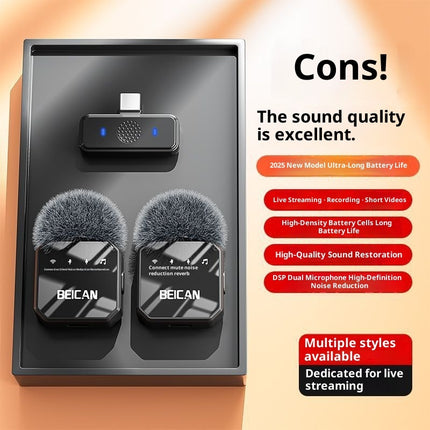 HD Wireless Lapel Microphone Zero Delay for Live Video Recording