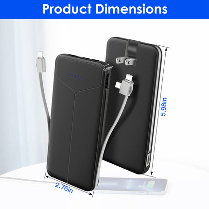 mAh Power Bank Portable Charger With Us Plug 2 Built-In