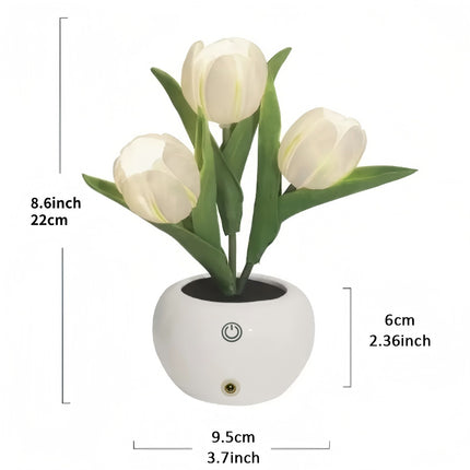 Tulip LED Table Lamp with Flower Vase - USB Night Light Decor