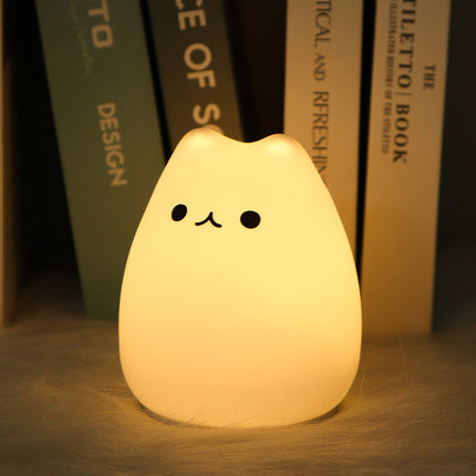 Cute Big-Headed Cat Creative Healing Silicone Charging Lamp
