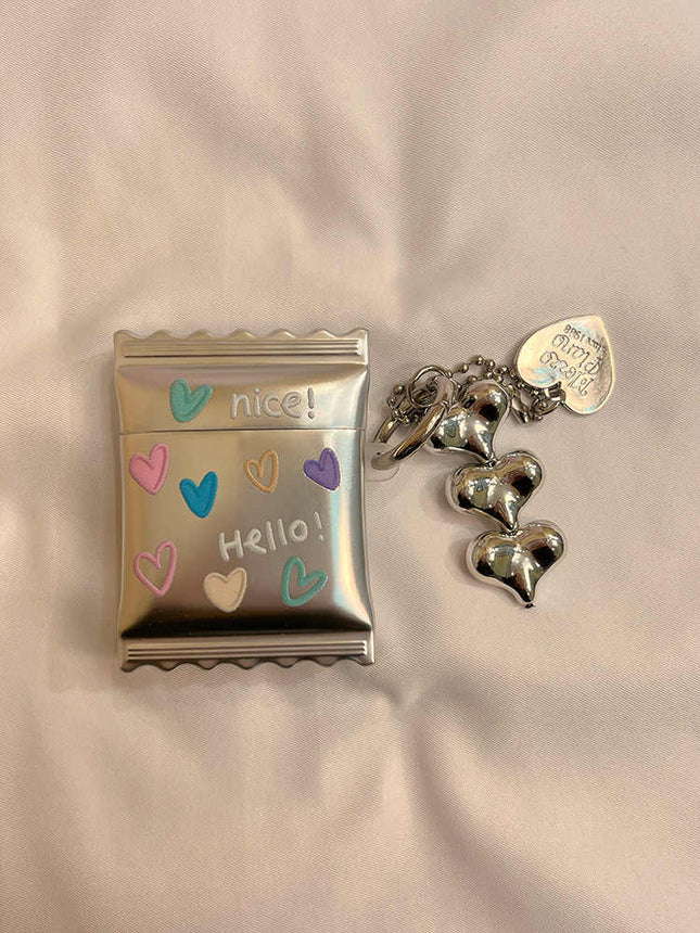 Simple Heart-Shaped Silver Phone Case