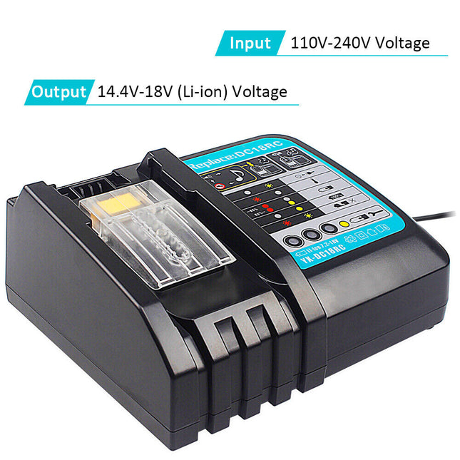 Fast Battery Charger Fit For Bl1830 Bl1840 Bl1850 7.2v-18v 3a LCD Display