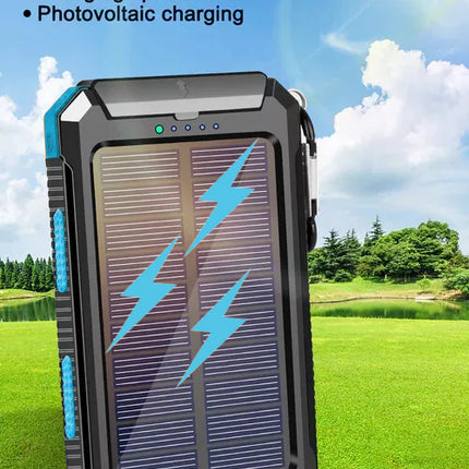 Solar Power Bank Waterproof 2USB LED Battery Charger For