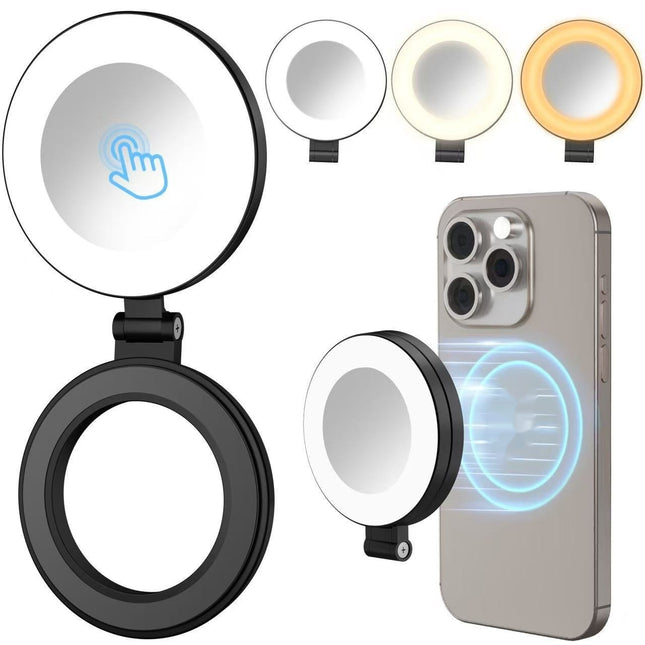 LED Mini Magnetic Phone Fill Light Tempered Glass Makeup Mirror