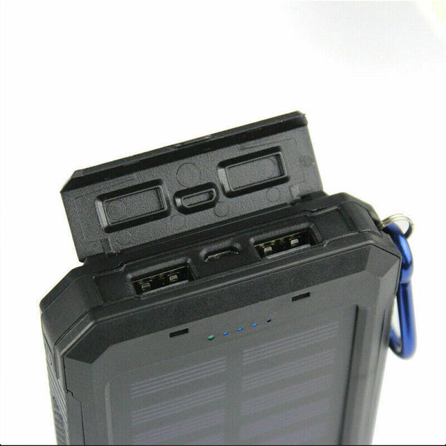 O000000mAh Solar Power Bank Waterproof 2USB LED Battery