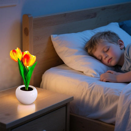 Tulip LED Table Lamp with Flower Vase - USB Night Light Decor