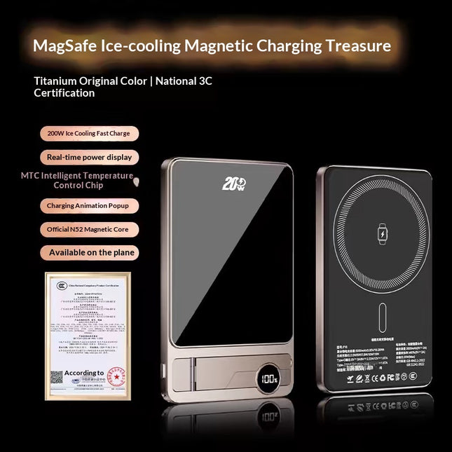 Ultra-thin Wireless Magnetic Fast Charger With 15w Power Bank Dual Pop-up Displa