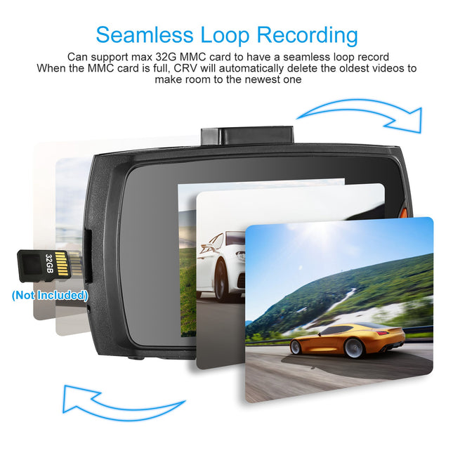 1080P Auto DVR Dashcam 90° Wide-Angle Loop Recording Night Vision