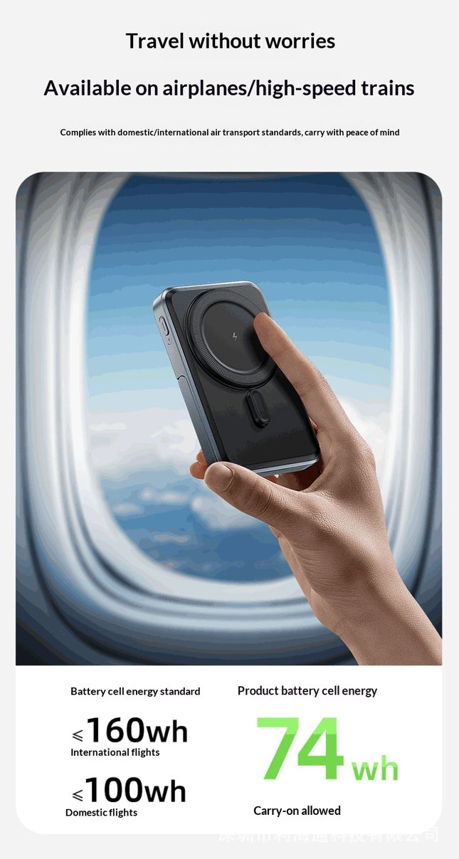 Wireless-charging Power Bank With Built-in Cable And Magnetic Attachment For Pho