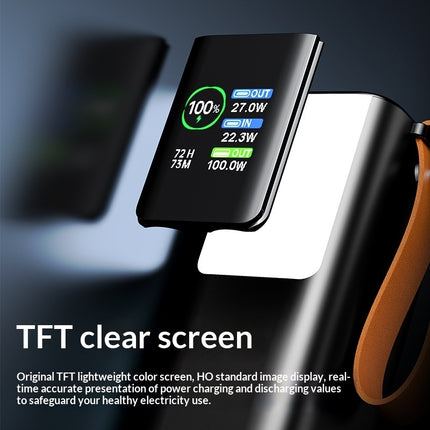 High-power Portable Charger With Retractable Cable Fast Charging Tft Color Displ
