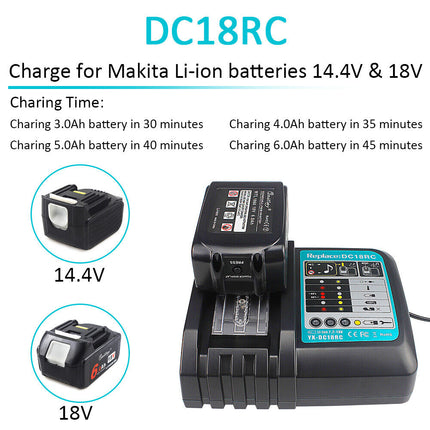 Fast Battery Charger Fit For Bl1830 Bl1840 Bl1850 7.2v-18v 3a LCD Display