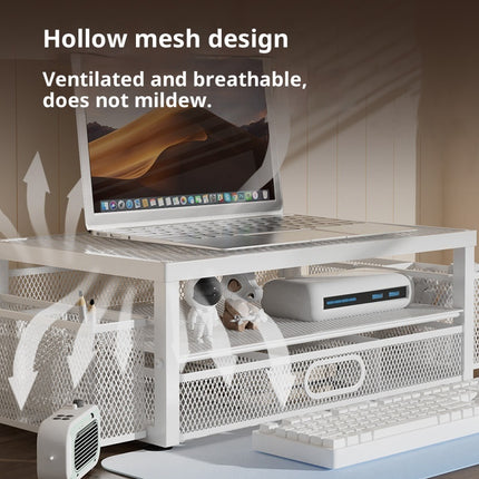 2-Tier Monitor Stand with Storage and Pen Slot - No Drilling Required