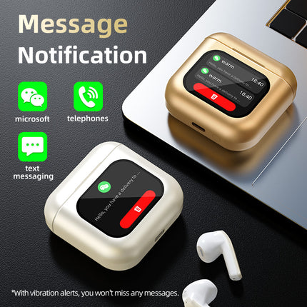 TWS Screen Display Wireless Active ANC Noise-canceling Earbuds, Smart Touch Screen Wireless Earbuds, Noise-canceling Wireless Earphones, Long Battery Life, Built-in SD Card With MP3 Playback
