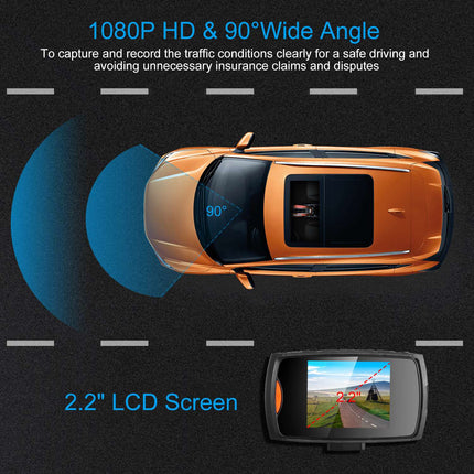 1080P Auto DVR Dashcam 90° Wide-Angle Loop Recording Night Vision