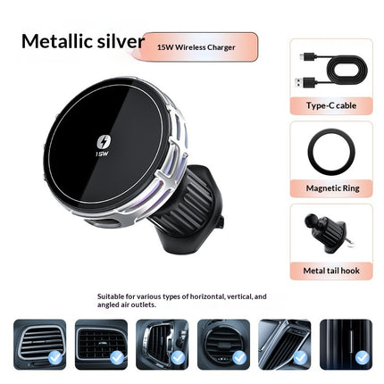 W Wireless Charging Magnetic Car Phone Mount With Mirror