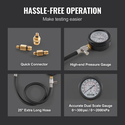 Compression Tester Adapter Kit, 9 Pcs Automotive Engine
