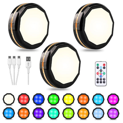 3-Pack Rechargeable Motion Sensor LED Lights Cabinet Lighting Night Light