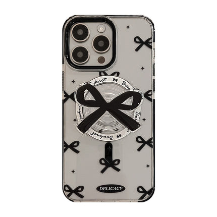 Black Bowknot Magnetic Case Transparent