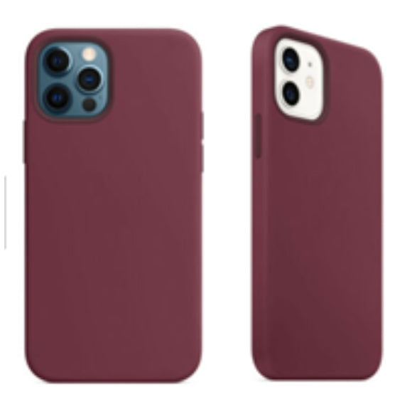 For Silicone Case 12 11 Pro X Xr Xs Max 8 7 6 Liquid Rubber Cover--plum